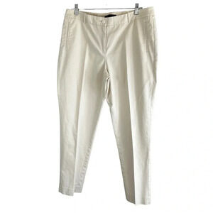 LAFAYETTE 148 Cotton Elastane Cream Dress Pants Size 12 (flaw)